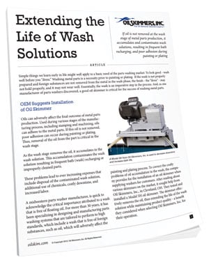 Extending the Life of Wash Solutions Extending the Life of Wash Solutions